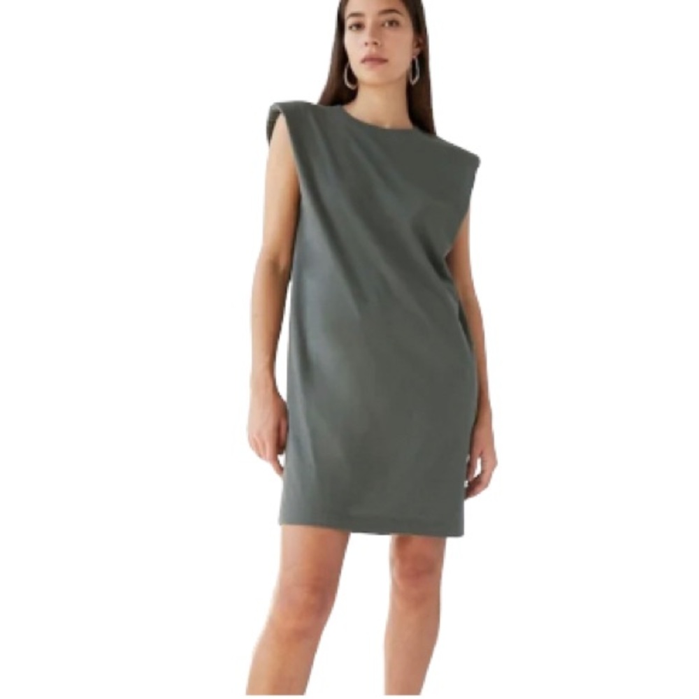 Aritzia Babaton Sleeveless Shoulder Pad Dress Sagasse Green Womens Size 2XS NWOT